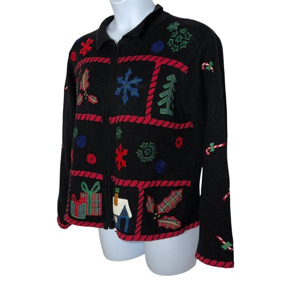 Design Studios Original Vintage Colorful Cute Bears Stockings Cardigan Sweater L - Picture 5 of 9